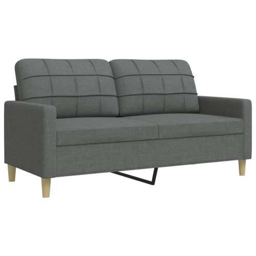 3-dijelni set sofa s tabureom i jastucima tamnosivi tkanina - Tamno siva s jastucima i tabureom Cijena