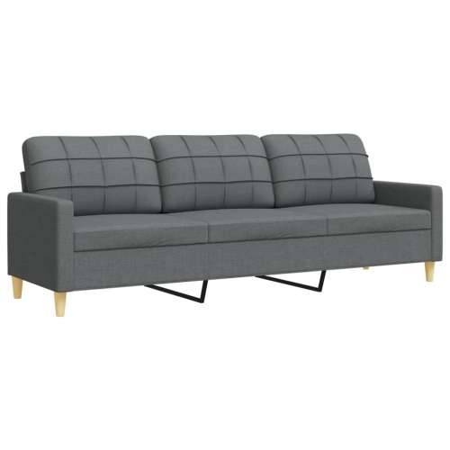 3-dijelni set sofa s tabureom i jastucima tamnosivi tkanina - Tamno siva s jastucima i tabureom Cijena