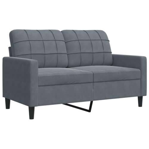 3-dijelni set sofa s jastucima tamnosivi baršunasti - Tamno siva S osloncem za noge Cijena