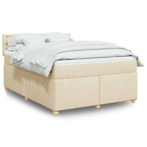 Krevet s oprugama i madracem krem 160x200 cm od tkanine - Krema 160 x 200 cm gumbi Cijena