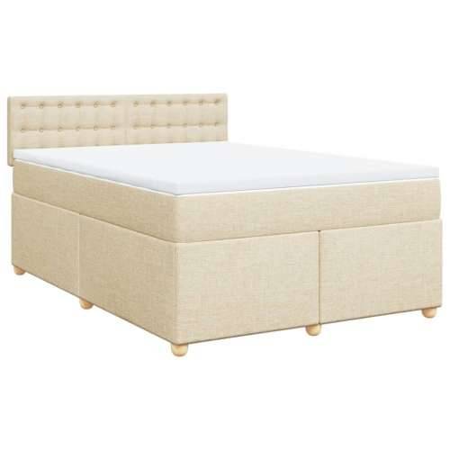 Krevet s oprugama i madracem krem 160x200 cm od tkanine - Krema 160 x 200 cm gumbi Cijena