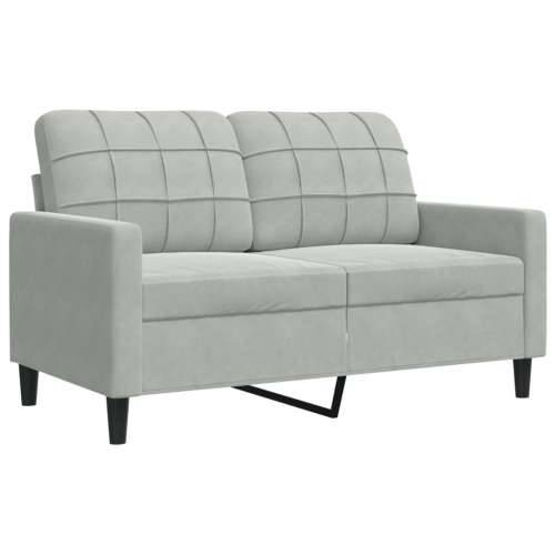 3-dijelni set sofa s jastucima svjetlosivi baršunasti - Svjetlosiva s jastucima i tabureom Cijena