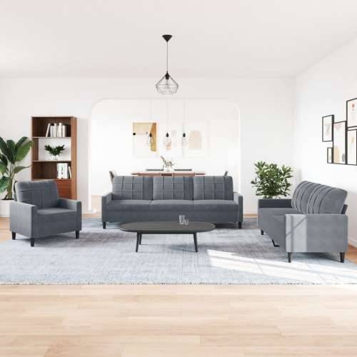 4-dijelni set sofa s jastucima tamnosivi baršunasti - Tamno siva S osloncem za noge Cijena