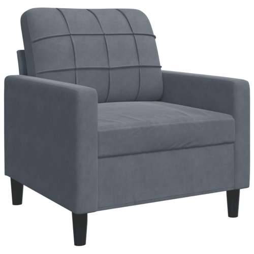 4-dijelni set sofa s jastucima tamnosivi baršunasti - Tamno siva S osloncem za noge Cijena