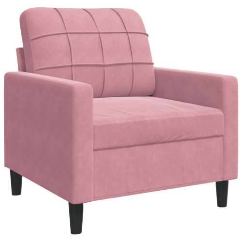 3-dijelni set sofa s jastucima ružičasti baršunasti - Ružičasta s jastučićima Cijena
