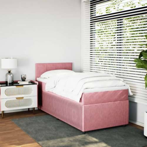 Box spring krevet s madracem ružičasti 80 x 200 cm baršunasti - Ružičasta 80 x 200 cm Blok s kvadratima Cijena