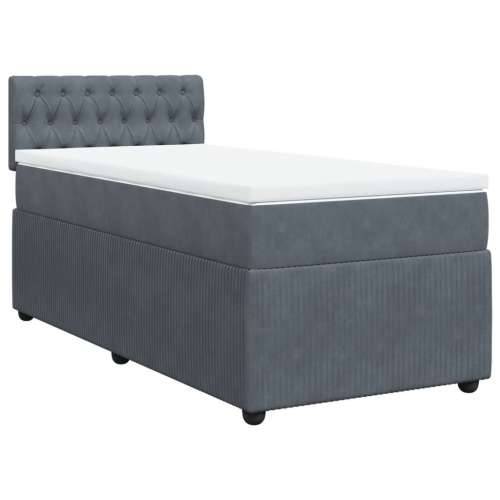 Box spring krevet s madracem tamnosivi 80 x 200 cm baršunasti - Tamno siva 80 x 200 cm Dizajn s gumbima Cijena