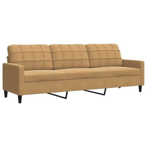4-dijelni set sofa s jastucima smeđi baršunasti - Smeđa s jastucima i tabureom Cijena
