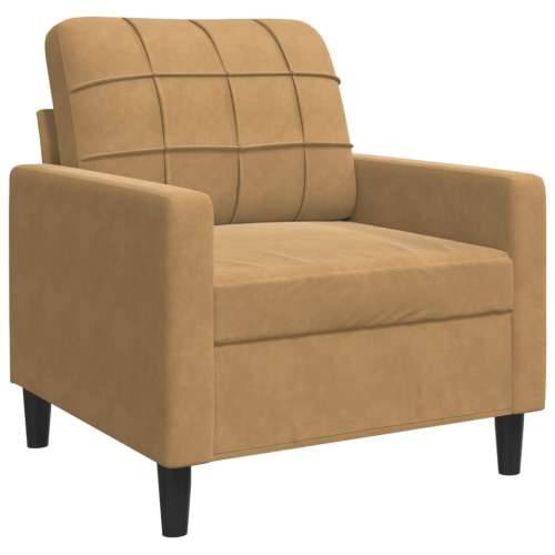 4-dijelni set sofa s jastucima smeđi baršunasti - Smeđa s jastucima i tabureom Cijena