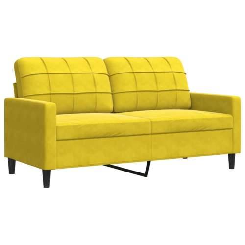 2-dijelni set sofa s jastucima žuti baršunasti - Žuta Bez oslonca za noge Cijena
