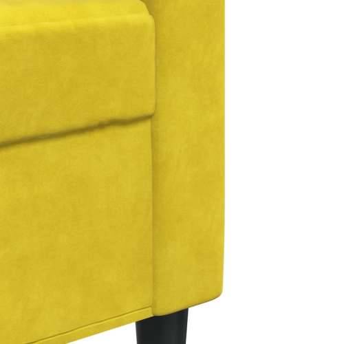 2-dijelni set sofa s jastucima žuti baršunasti - Žuta Bez oslonca za noge Cijena