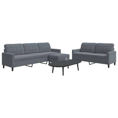 3-dijelni set sofa s jastucima tamnosivi baršunasti - Tamno siva S osloncem za noge Cijena