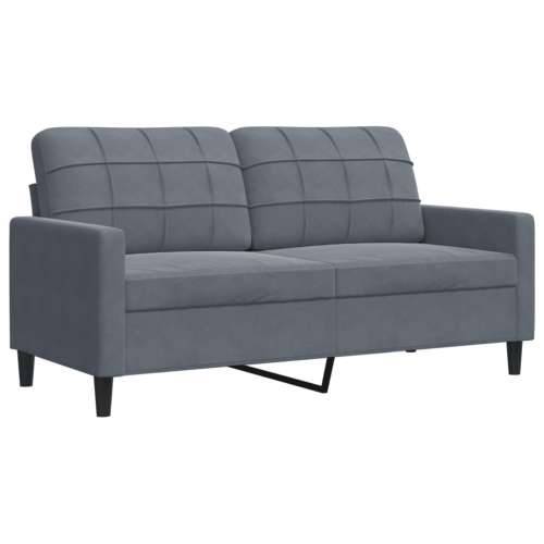 3-dijelni set sofa s jastucima tamnosivi baršunasti - Tamno siva S osloncem za noge Cijena