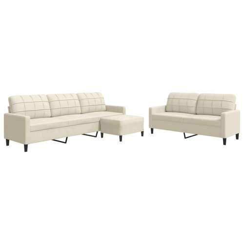 3-dijelni set sofa s jastucima krem baršunasti Krema S osloncem za noge Cijena