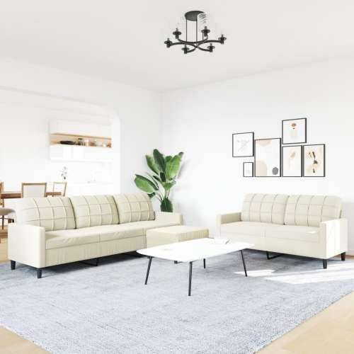3-dijelni set sofa s jastucima krem baršunasti Krema S osloncem za noge Cijena