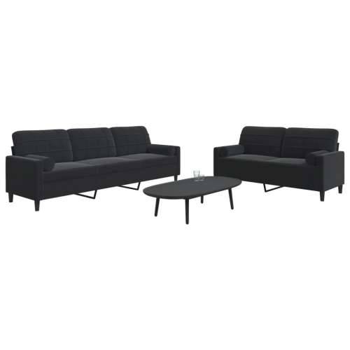 2-dijelni set sofa s jastucima crni baršunasti - Crna s jastučićima Cijena