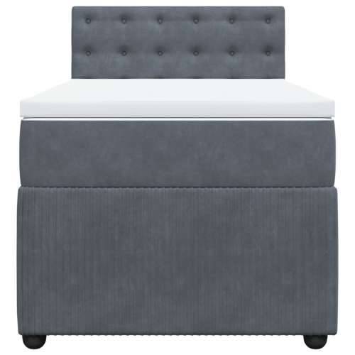 Box spring krevet s madracem tamnosivi 90x200 cm baršunasti - Tamno siva 90 x 200 cm gumbi Cijena