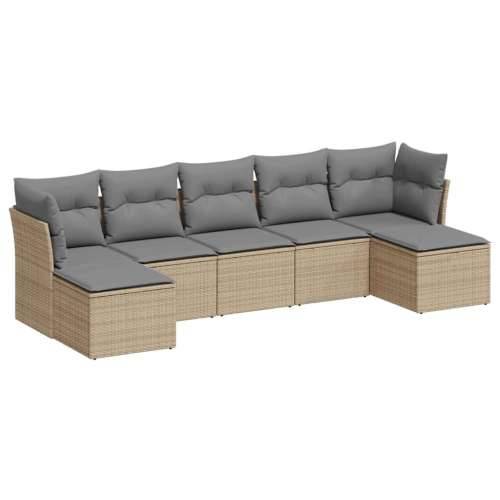 Vrtna garnitura - 7-dijelni set vrtnih sofa svjetlosivi od poliratana - Svjetlosiva Sa stolom 1 Cijena
