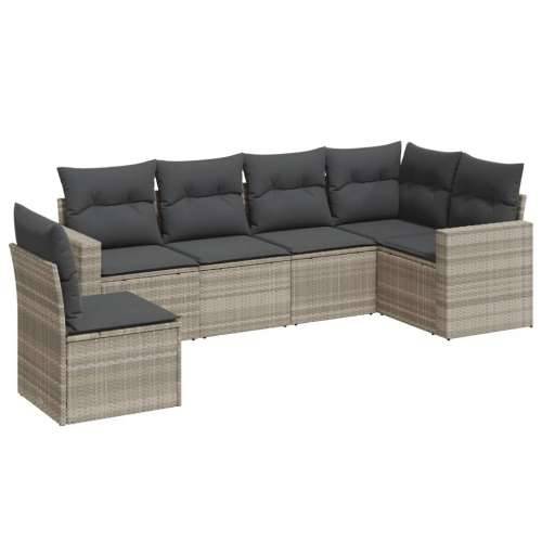Vrtna garnitura - 6-dijelni set vrtnih sofa od poliratana s jastucima svjetlosivi - Svjetlosiva Bez stola 1 Cijena