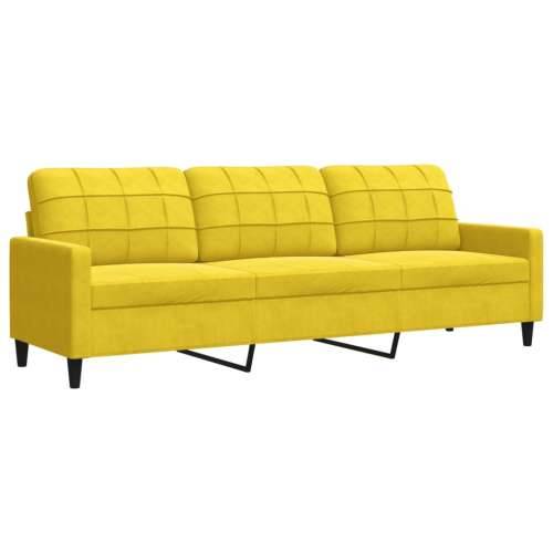 3-dijelni set sofa s jastucima žuti baršunasti - Žuta s jastucima i tabureom Cijena