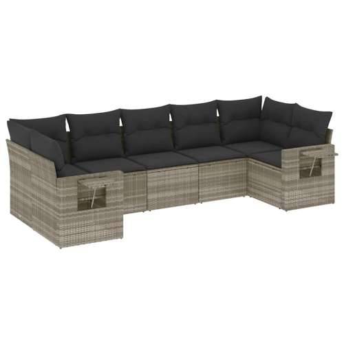 Vrtna garnitura - 7-dijelni set vrtnih sofa svjetlosivi od poliratana - Svjetlosiva 1 Cijena