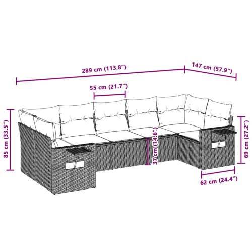 Vrtna garnitura - 7-dijelni set vrtnih sofa svjetlosivi od poliratana - Svjetlosiva 1 Cijena