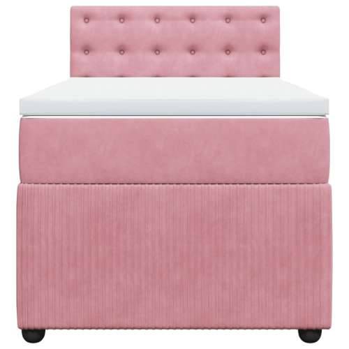 Box spring krevet s madracem ružičasti 100x200 cm baršunasti - Ružičasta 100 x 200 cm gumbi Cijena