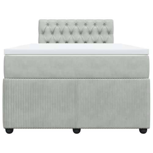 Box spring krevet s madracem svjetlosivi 120x200 cm baršunasti - Svjetlosiva 120 x 200 cm Dizajn s gumbima Cijena