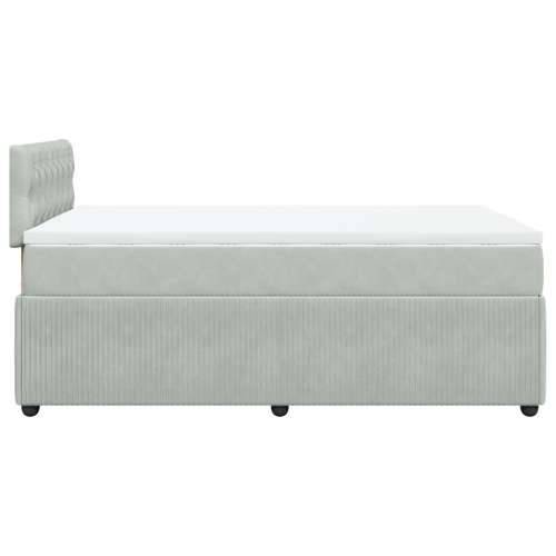 Box spring krevet s madracem svjetlosivi 120x200 cm baršunasti - Svjetlosiva 120 x 200 cm Dizajn s gumbima Cijena