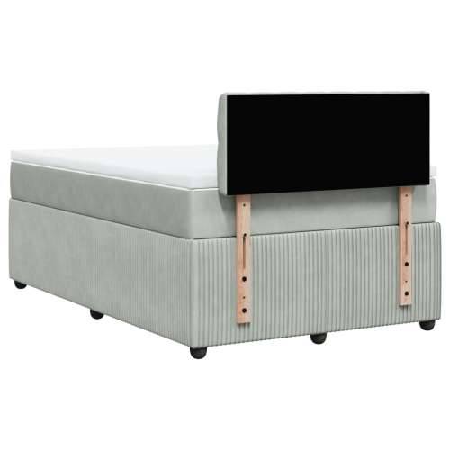 Box spring krevet s madracem svjetlosivi 120x200 cm baršunasti - Svjetlosiva 120 x 200 cm Dizajn s gumbima Cijena