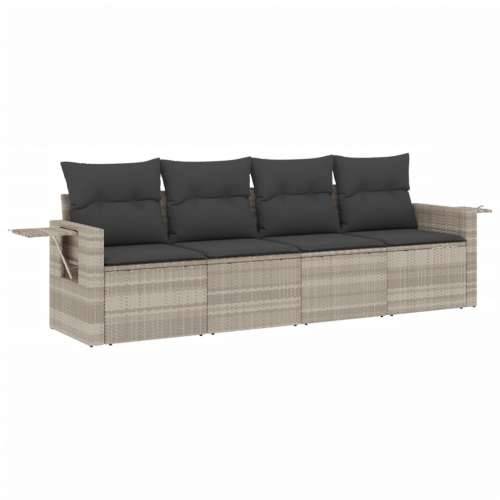 Vrtna garnitura - 4-dijelni set vrtnih sofa s jastucima svijetlosivi poliratan - Svjetlosiva Bez stola 1 Cijena