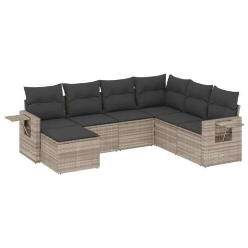 Vrtna garnitura - 7-dijelni set vrtnih sofa svjetlosivi od poliratana - Svjetlosiva i tamnosiva Bez stola 1 Cijena