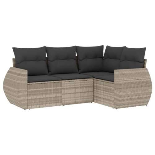 Vrtna garnitura - 4-dijelni set vrtnih sofa s jastucima svijetlosivi poliratan - Svjetlosiva i tamnosiva Bez stola 1 Cijena
