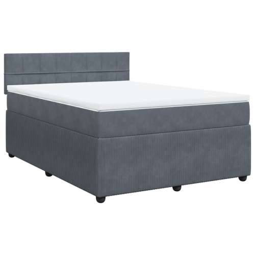 Krevet s oprugama i madracem tamnosivi 140x190 cm baršunasti - Tamno siva 140 x 190 cm Blok s kvadratima Cijena