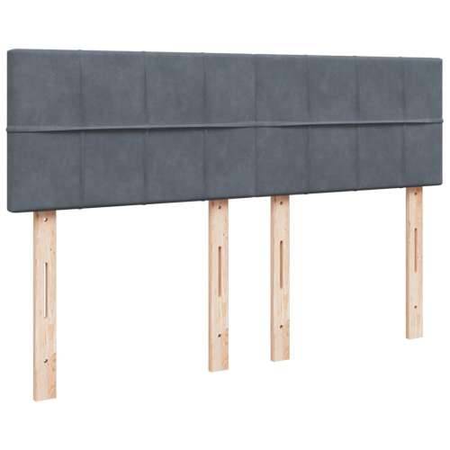 Krevet s oprugama i madracem tamnosivi 140x190 cm baršunasti - Tamno siva 140 x 190 cm Blok s kvadratima Cijena