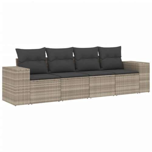 Vrtna garnitura - 4-dijelni set vrtnih sofa s jastucima svijetlosivi poliratan - Svjetlosiva Bez stola 1 Cijena