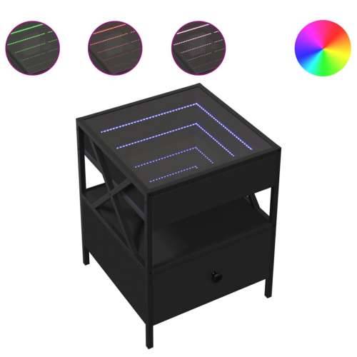 Noćni ormarić s beskonačnim LED svjetlima crni 40 x 40 x 51 cm - Crna 1 Cijena