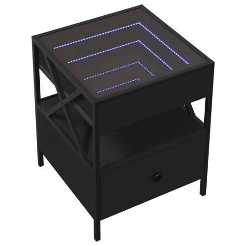 Noćni ormarić s beskonačnim LED svjetlima crni 40 x 40 x 51 cm - Crna 1 Cijena