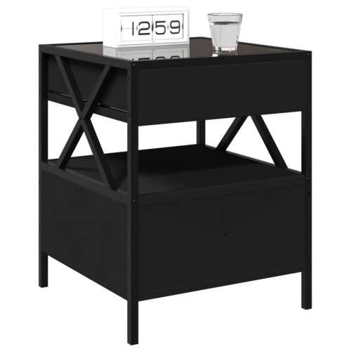 Noćni ormarić s beskonačnim LED svjetlima crni 40 x 40 x 51 cm - Crna 1 Cijena