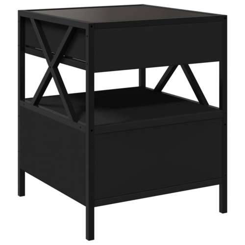 Noćni ormarić s beskonačnim LED svjetlima crni 40 x 40 x 51 cm - Crna 1 Cijena