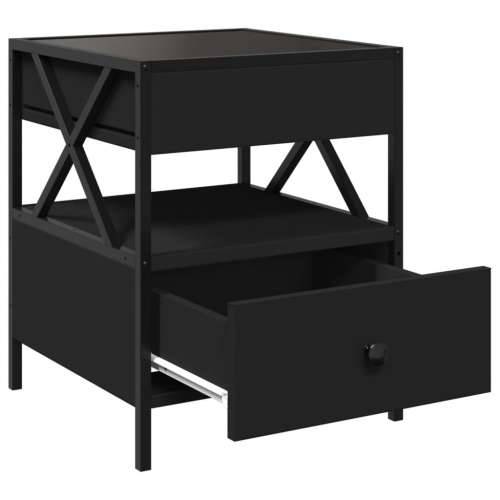 Noćni ormarić s beskonačnim LED svjetlima crni 40 x 40 x 51 cm - Crna 1 Cijena