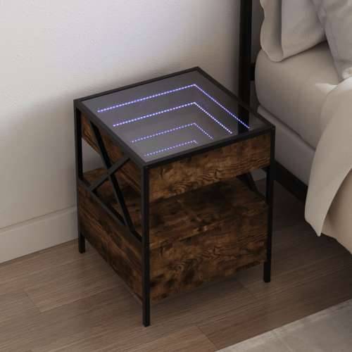 Noćni ormarić s beskonačnim LED boja hrasta 40 x 40 x 51 cm - Dimljeni hrast 1 Cijena
