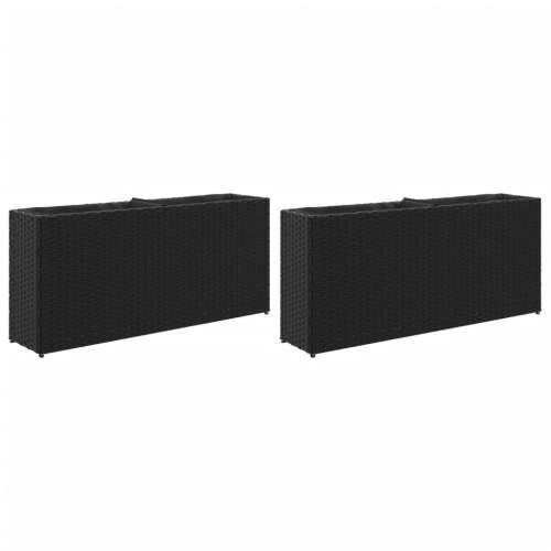 Vrtne sadilice s 2 posude 2 kom crne 90 x 20 x 40 cm poliratan - Crna 2 Cijena