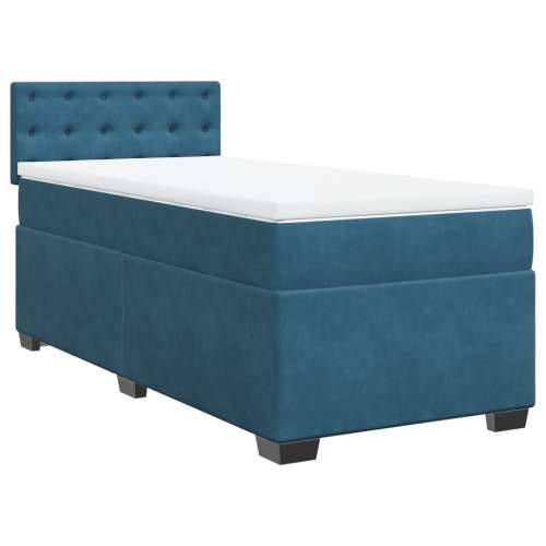 Box spring krevet s madracem plavi 90x200 cm baršunasti - Plava 90 x 200 cm gumbi Cijena