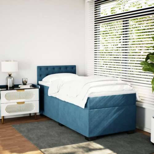 Box spring krevet s madracem plavi 90x200 cm baršunasti - Plava 90 x 200 cm gumbi Cijena