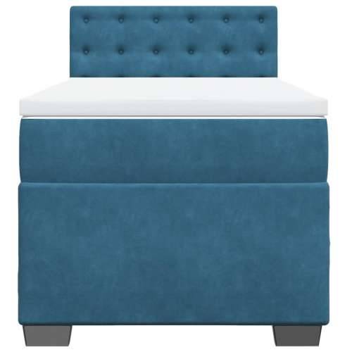 Box spring krevet s madracem plavi 90x200 cm baršunasti - Plava 90 x 200 cm gumbi Cijena