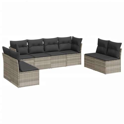 Vrtna garnitura - 8-dijelni set vrtnih sofa od poliratana s jastucima svjetlosivi - Svjetlosiva Bez stola 1 Cijena