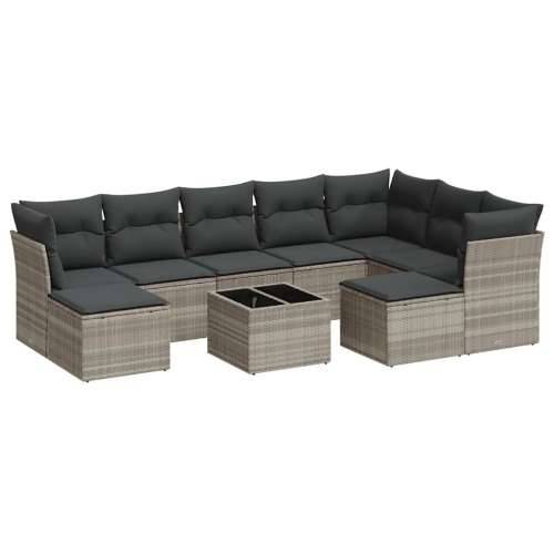 Vrtna garnitura - 10-dijelni set vrtnih sofa poliratan s jastucima svijetlosivi - Svjetlosiva Sa stolom 1 Cijena