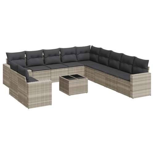 Vrtna garnitura - 12-dijelni set vrtnih sofa poliratan s jastucima svijetlosivi - Svjetlosiva Sa stolom 1 Cijena