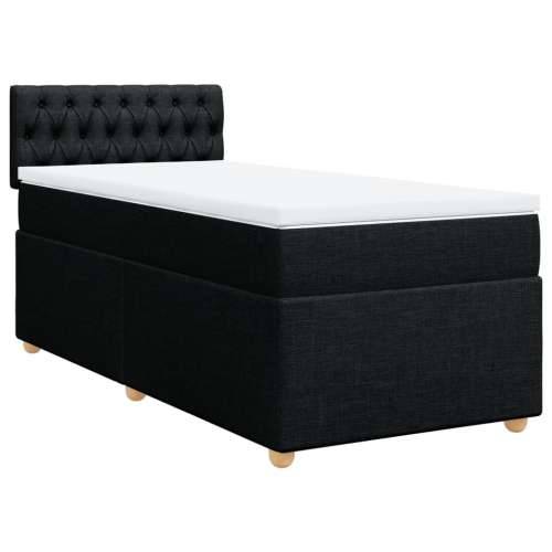 Krevet s oprugama i madracem crni 90x200 cm od tkanine - Crna 90 x 200 cm Dizajn s gumbima Cijena